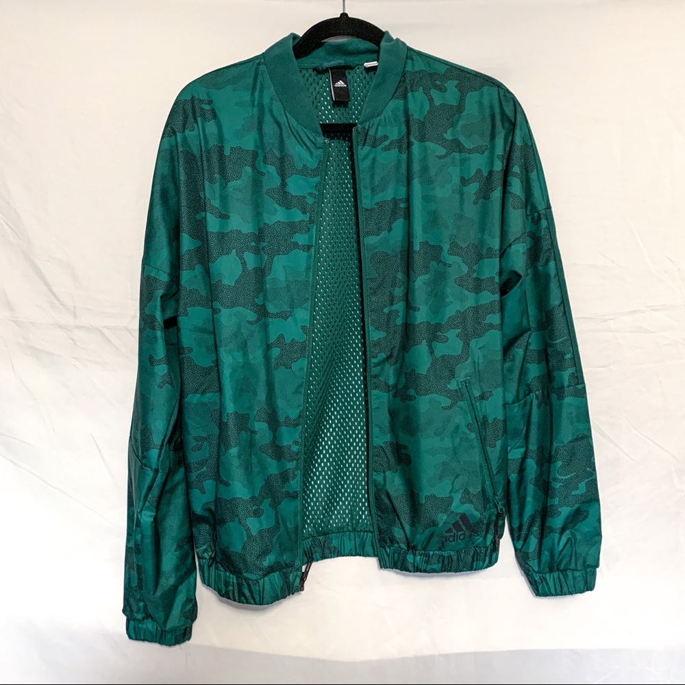 Adidas Green Camo Lightweight Bomber Jacket